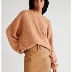 Free People Angelic Balloon Sleeve Alpaca Sweater Color Almond Size Small